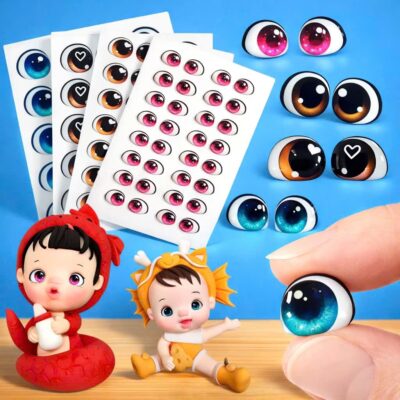 Set 20 cặp mắt dán pha lê 3D cho nhân vật đất sét,phụ kiện búp bê DIY