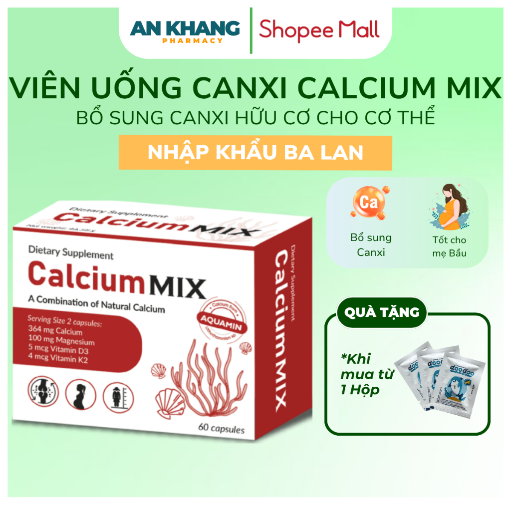 Viên Uống Calcium MIX Hữu Cơ – Bổ Sung Canxi, Magie, D3K2 Nhập Khẩu Ba Lan Cho Mẹ Bầu, Ngừa Loãng Xương Viên Uống Calcium MIX Hữu Cơ – Bổ Sung Canxi, Magie, D3K2 Nhập Khẩu Ba Lan Cho Mẹ Bầu, Ngừa Loãng Xương