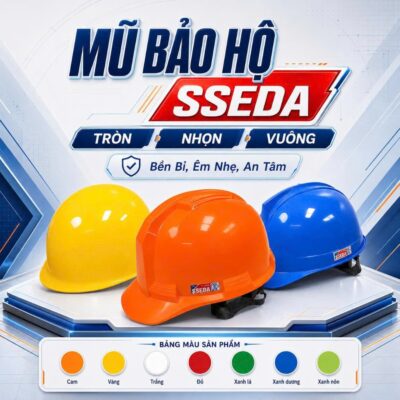 Mũ Bảo Hộ SSEDA PP Tròn Nhọn Vuông Có Núm Vặn Lót Xốp Chịu Lực An Toàn Công Trình Xây Dựng