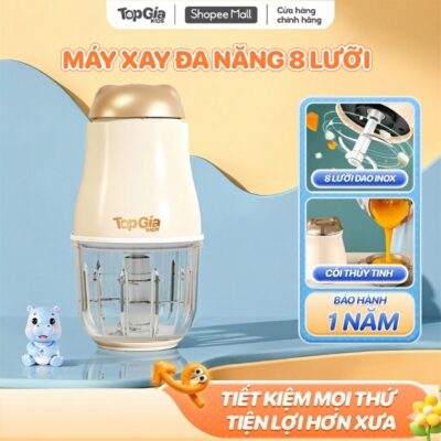 Máy xay đa năng ăn dặm cho bé M7-02 TopGiaKids, máy xay thực phẩm 8 lưỡi inox dung tích 300ml