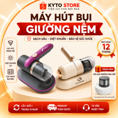 Máy Hút Bụi Giường Nệm Cầm Tay KYTO - Không Dây, Có Đèn UV, Hút Nệm Giường/Sofa/Quần Áo - Sạc TypeC