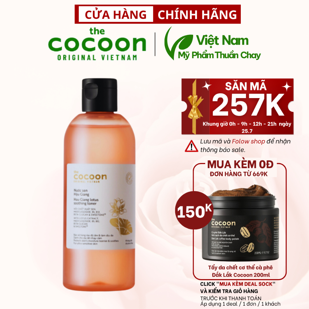 Nước sen Hậu Giang (toner) Cocoon giúp phục hồi đa nhiệm cho da rất nhạy cảm 140ml / 310ml - Vegan Nước sen Hậu Giang (toner) Cocoon giúp phục hồi đa nhiệm cho da rất nhạy cảm 140ml / 310ml - Vegan