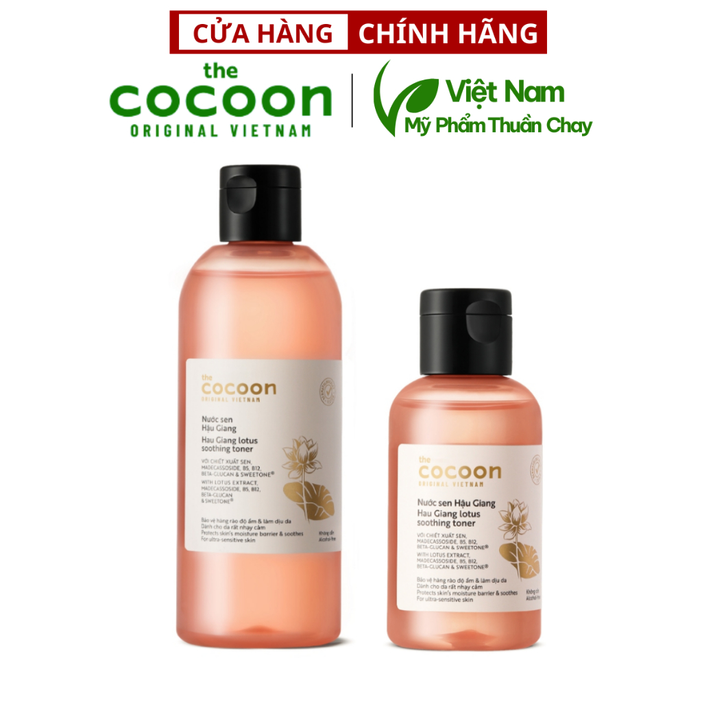 Nước sen Hậu Giang (toner) Cocoon giúp phục hồi đa nhiệm cho da rất nhạy cảm 140ml / 310ml - Vegan Nước sen Hậu Giang (toner) Cocoon giúp phục hồi đa nhiệm cho da rất nhạy cảm 140ml / 310ml - Vegan