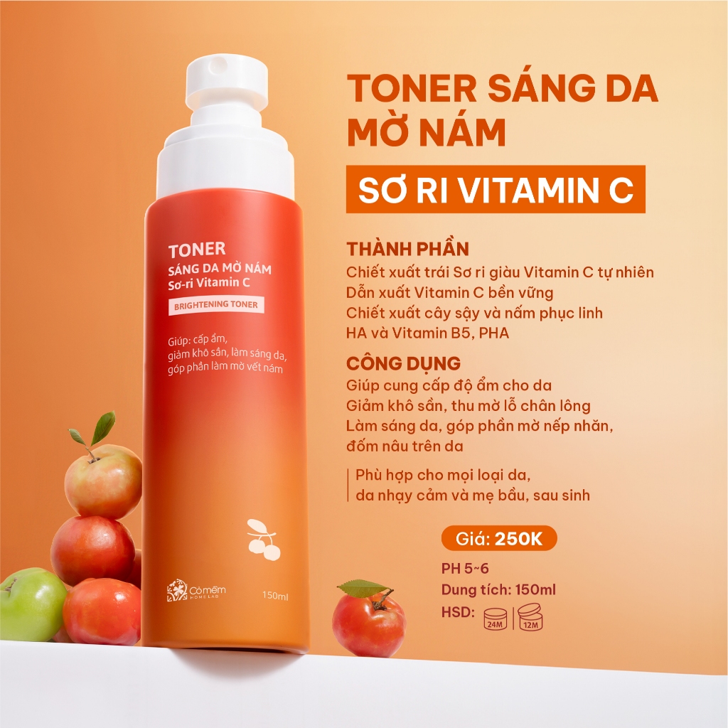 Toner Sáng Da Mờ Nám Tàn Nhang Vitamin C Chiết Xuất Sơ Ri Cỏ Mềm 150ml Toner Sáng Da Mờ Nám Tàn Nhang Vitamin C Chiết Xuất Sơ Ri Cỏ Mềm 150ml
