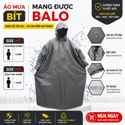 ( LOẠI TỐT ) Áo Mưa BÍT Da Cá Form Rộng 1 Người Mặc Chống Thấm Tuyệt Đối Siêu Bền (Áo Mưa Chui Nhiều Màu Sắc)