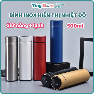 Bình Giữ Nhiệt Hiển Thị Nhiệt Độ 500ml Chất Liệu Inox 304 An Toàn Cho Bé