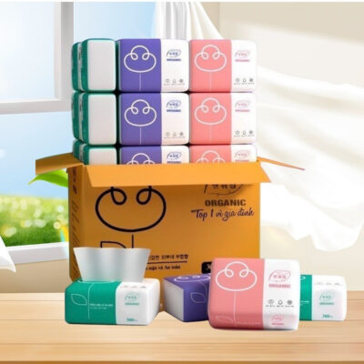 Thùng 30 gói giấy ăn cao cấp organic thân thiện môi trường siêu dai mềm mịn