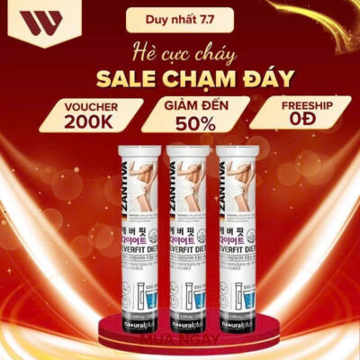 Sủi Giảm Cân Zantiva Viên Sủi Giảm Béo Đốt Cháy Mỡ Thừa Giữ Vóc Dáng Thon Gọn 20 Viên Chính Hãng