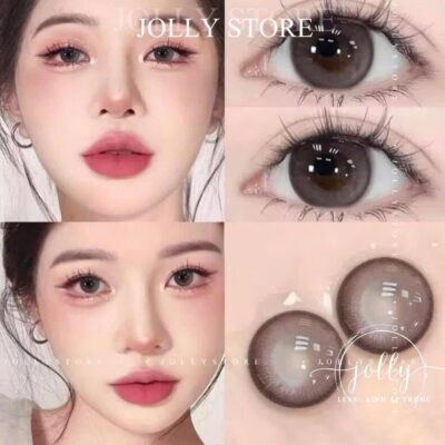 [6M] LENS Kính áp tròng 397 Brown JOLLY STORE lens trăng khuyết nâu hồng giãn vừa 14.2mm LUNA EYES