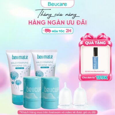 Combo 2 Cốc Nguyệt San BeUCup Chính Hãng,100% Silicol Y Tế Wacker Đức siêu mềm