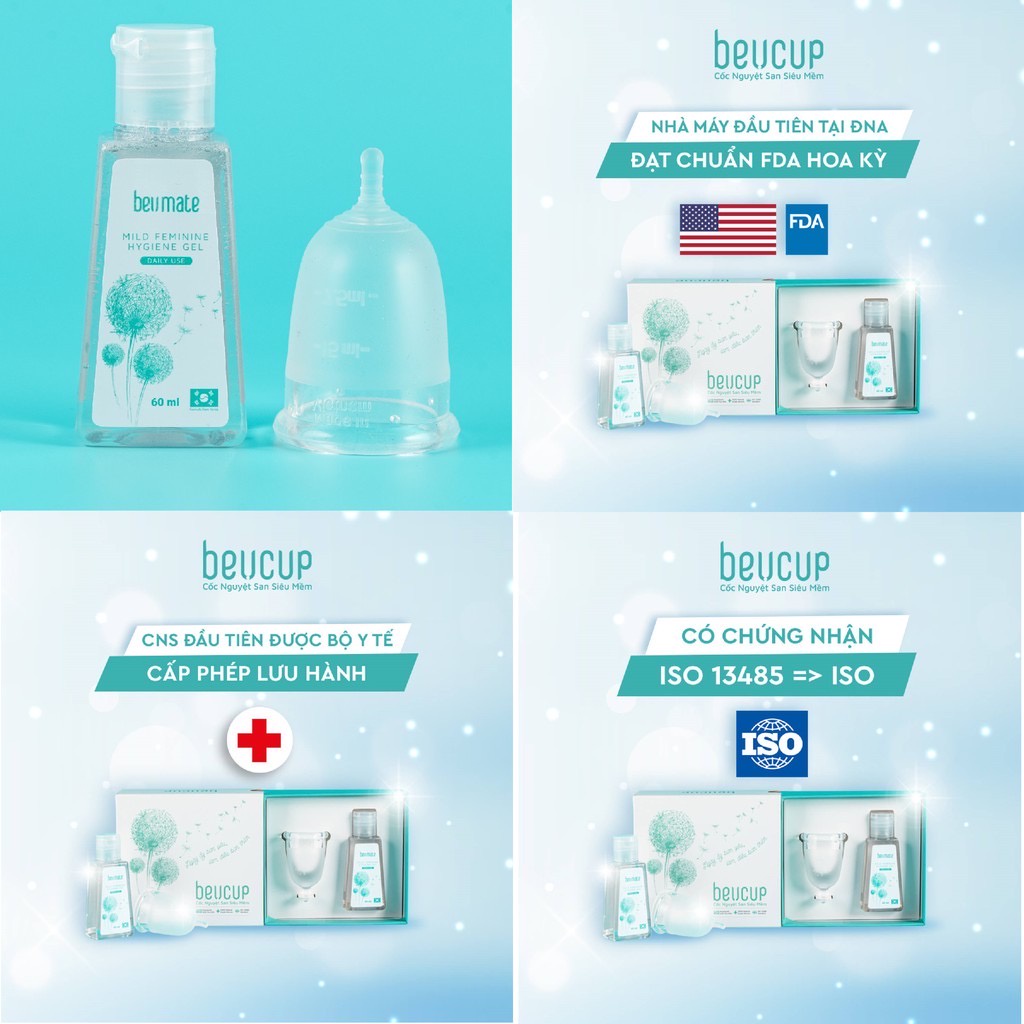Combo 2 Cốc Nguyệt San BeUCup Chính Hãng,100% Silicol Y Tế Wacker Đức siêu mềm Combo 2 Cốc Nguyệt San BeUCup Chính Hãng,100% Silicol Y Tế Wacker Đức siêu mềm
