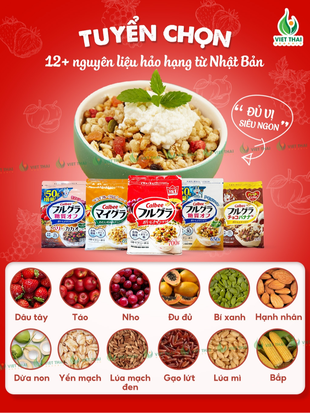 【PHIÊN BẢN MỚI + 13 VỊ】Ngũ cốc Calbee Nhật Bản Ăn Kiêng Giảm Cân - Granola Dinh Dưỡng Mix Trái Cây Hạt Ăn Sáng 【PHIÊN BẢN MỚI + 13 VỊ】Ngũ cốc Calbee Nhật Bản Ăn Kiêng Giảm Cân - Granola Dinh Dưỡng Mix Trái Cây Hạt Ăn Sáng