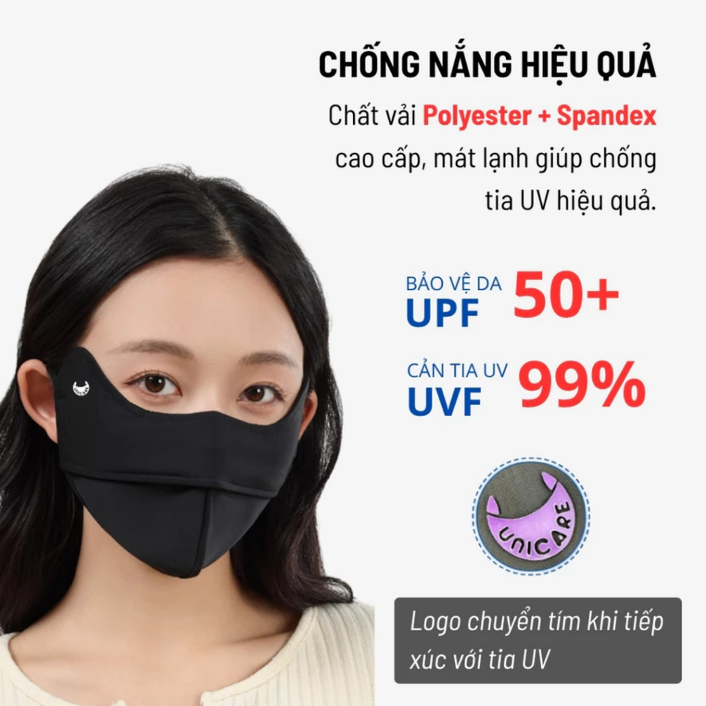 UNICARE Khẩu Trang Vải Chống Tia UV Proof Mask, UPF 50+ Ngăn UV, Tái Sử Dụng Nhiều Lần, Chính Hãng UNICARE Khẩu Trang Vải Chống Tia UV Proof Mask, UPF 50+ Ngăn UV, Tái Sử Dụng Nhiều Lần, Chính Hãng