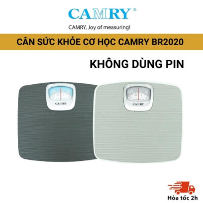 [ KHÔNG DÙNG PIN] Cân cơ học  CAMRY BR2020, cân lò xo bền bỉ tối đa 130kg bề mặt chống trơn trượt, theo dõi sức khỏe