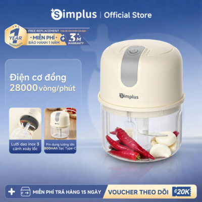 Simplus Máy xay thịt mini cầm tay Máy xay đa năng gia dụng Máy xay đa năng chuẩn thực phẩm Dùng cho thức ăn dăm DDJR007