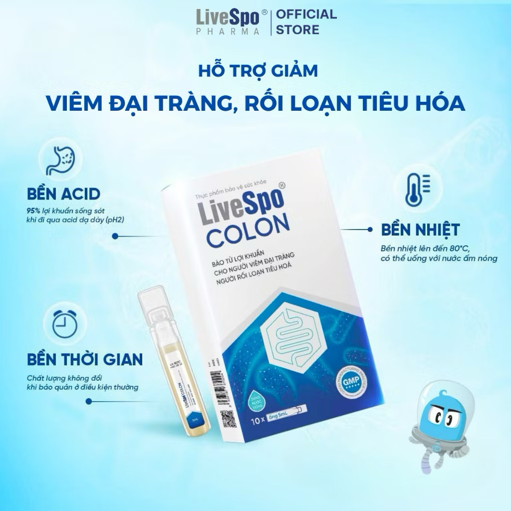LiveSpo Colon chính hãng - bổ sung men hỗ trợ viêm đại tràng, tiêu chảy, táo bón cân bằng hệ vi sinh LiveSpo Colon chính hãng - bổ sung men hỗ trợ viêm đại tràng, tiêu chảy, táo bón cân bằng hệ vi sinh
