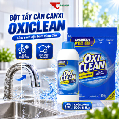 Bột Tẩy Cặn Canxi OxiClean – Vệ Sinh Nhà Tắm, Tẩy Cặn Vòi Sen, Vòi Nước, Gạch Men & Đồ Nhà Bếp