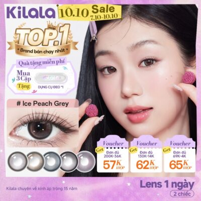 Kính áp tròng Kilala lens 1 ngày màu xám DIA 14.2-14.5mm Honey Choco/Amber Rose​/OatMilk Grey  và màu xám lens cận có độ (0-4) 2 chiếc