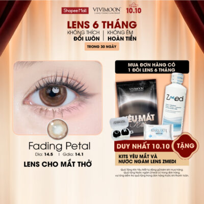 Kính áp tròng VIVIMOON EYECONIC lens cận cho mắt thở màu nâu Fading Petal, giãn tròng to baby 14.5mm hạn sử dụng 6 tháng