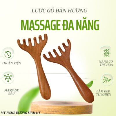 Lược gỗ đàn hương massage chăm sóc tóc, giảm đau mỏi, thư giãn cơ thể - Mỹ nghệ dưỡng sinh HT
