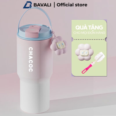 [ Tặng Charm ] Bình Giữ Nhiệt Cao Cấp Bavali 600/900 ml Cách Nhiệt Bằng Thép Không Gỉ 304 Bảo Hành 12 Tháng