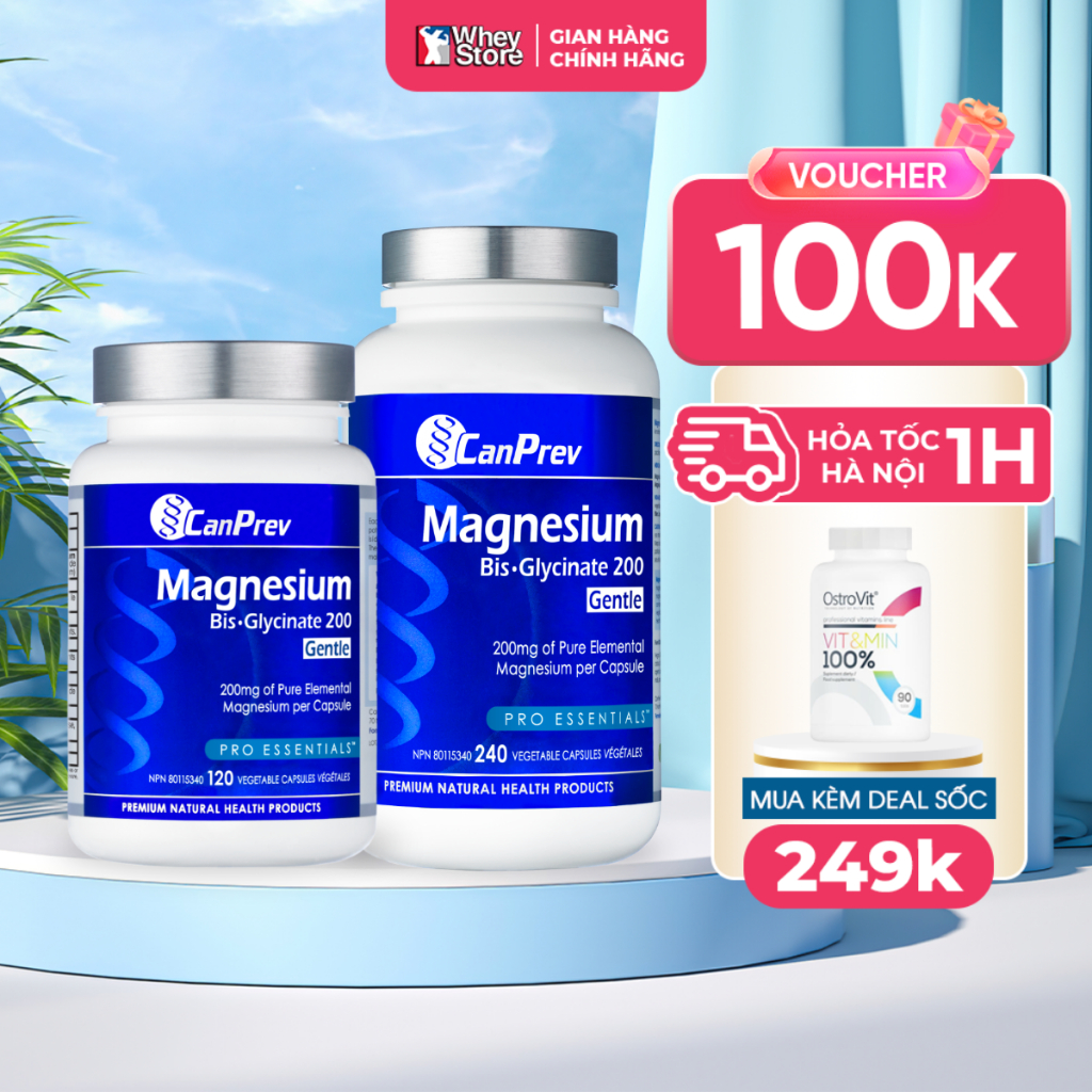 Viên Uống Canprev Magnesium BisGlycinate 200mg Giảm Căng Thẳng, Dễ Ngủ, Chắc Khỏe Xương Chính Hãng Viên Uống Canprev Magnesium BisGlycinate 200mg Giảm Căng Thẳng, Dễ Ngủ, Chắc Khỏe Xương Chính Hãng