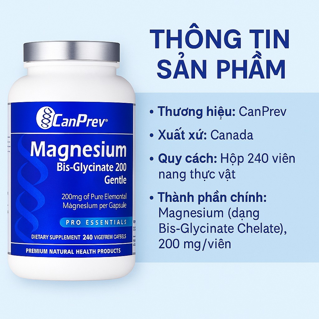 Viên Uống Canprev Magnesium BisGlycinate 200mg Giảm Căng Thẳng, Dễ Ngủ, Chắc Khỏe Xương Chính Hãng Viên Uống Canprev Magnesium BisGlycinate 200mg Giảm Căng Thẳng, Dễ Ngủ, Chắc Khỏe Xương Chính Hãng