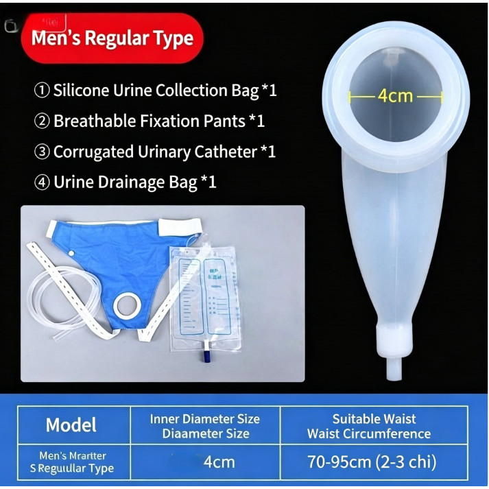 sstimall Dụng cụ hỗ trợ đi tiểu cho người bệnh nam, nữ Chất liệu silicon Túi đựng nước tiểu 1000L sstimall Dụng cụ hỗ trợ đi tiểu cho người bệnh nam, nữ Chất liệu silicon Túi đựng nước tiểu 1000L
