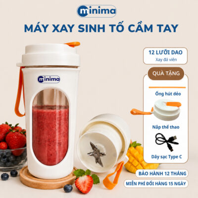 Máy Xay Sinh Tố Mini Cầm Tay MINIMA, Máy xay 12 Lưỡi, Bảo Hành 12 Tháng