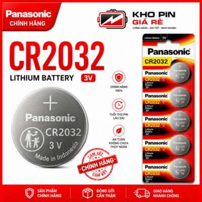Vỉ 5 Viên Pin Panasoni CR2032 / CR2025 / CR2016 3V Lithium – Giá Rẻ - Siêu Bền cho Smartkey, Smos..