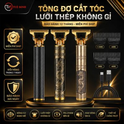 Tông đơ cắt tóc T9/ T10/ T20 siêu nhỏ gọn, lưỡi cắt hợp kim sắc bén, pin bền, Bảo hành 12 tháng