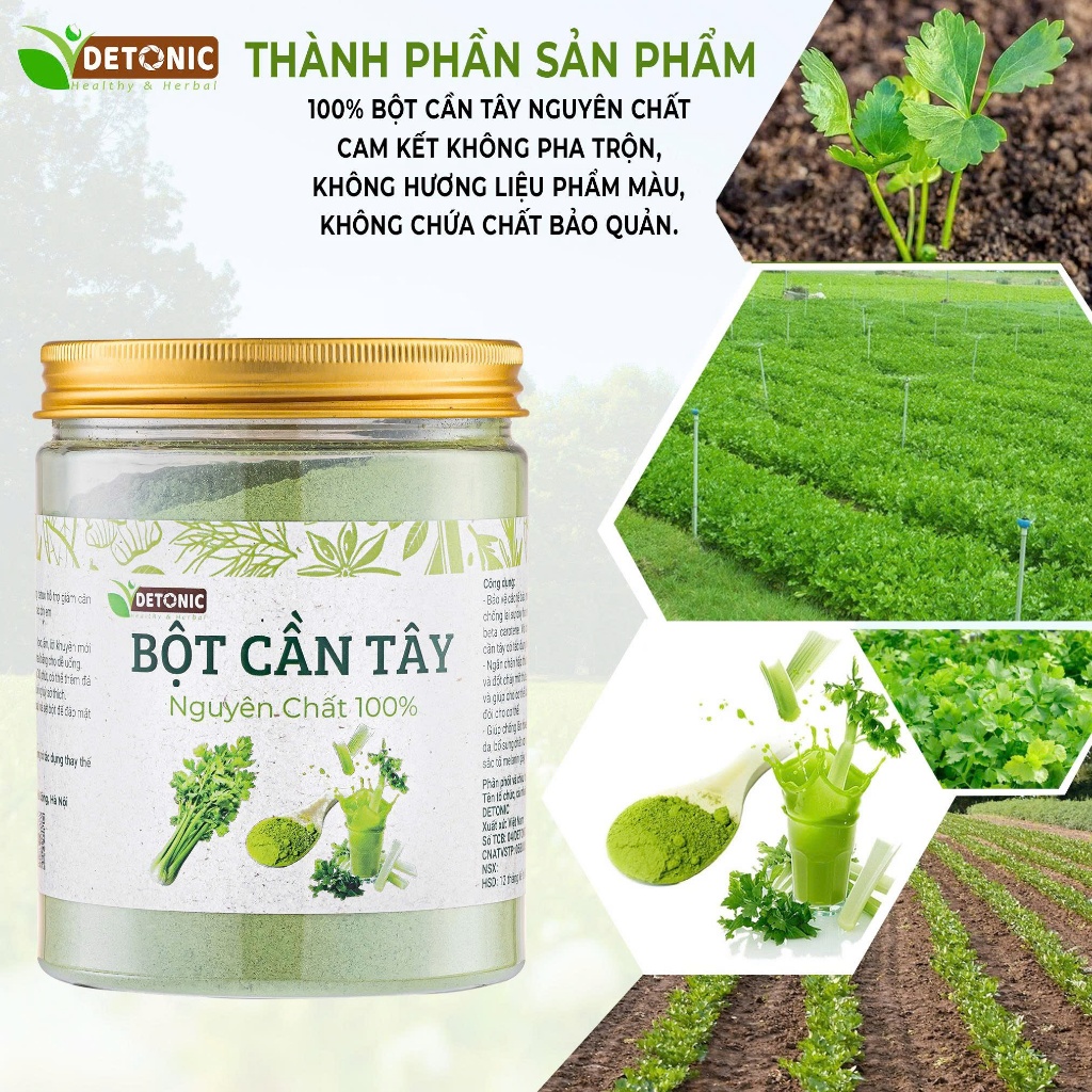 Bột cần tây nguyên chất DETONIC bổ sung chất xơ, uống đẹp da giảm mụn, tốt cho hệ tiêu hoá, hỗ trợ giảm cân giữ dáng Bột cần tây nguyên chất DETONIC bổ sung chất xơ, uống đẹp da giảm mụn, tốt cho hệ tiêu hoá, hỗ trợ giảm cân giữ dáng