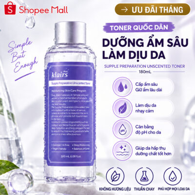 Nước hoa hồng Dear, Klairs Supple Preparation Unscented Toner