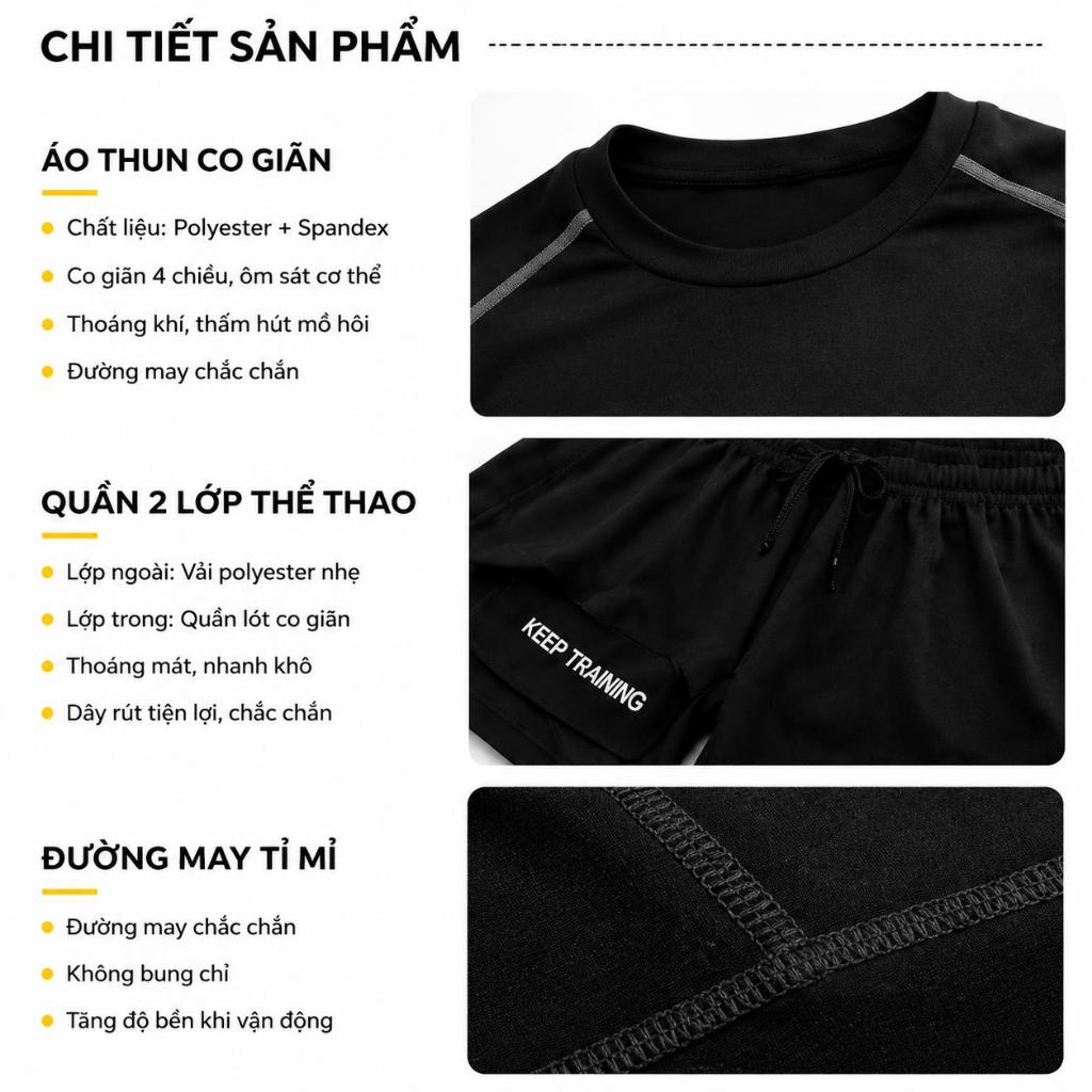 Bộ Quần Áo Tập Gym Nam Kết Hợp Áo Body và Quần Short 2 Lớp Co Dãn 4 Chiều Chất Liệu Thun Lạnh Thấm Hút Mồ Hôi Thoáng Khí Bộ Quần Áo Tập Gym Nam Kết Hợp Áo Body và Quần Short 2 Lớp Co Dãn 4 Chiều Chất Liệu Thun Lạnh Thấm Hút Mồ Hôi Thoáng Khí