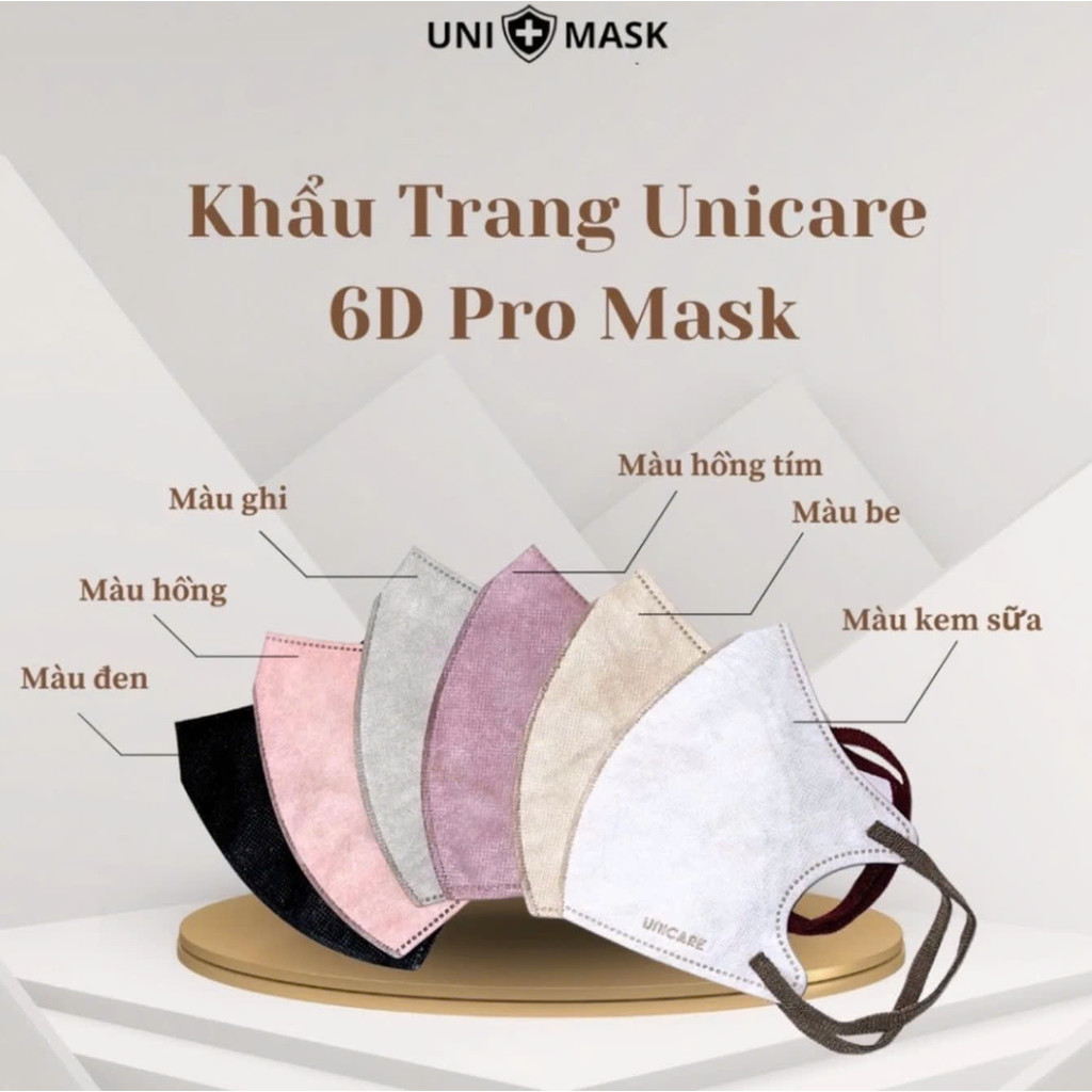 UNICARE Khẩu trang 6D Thùng 200 Chiếc Chính Hãng Kháng Khuẩn 3 Lớp, 6 Màu Thời Trang, Chống Bụi Mịn PM2.5 UNICARE Khẩu trang 6D Thùng 200 Chiếc Chính Hãng Kháng Khuẩn 3 Lớp, 6 Màu Thời Trang, Chống Bụi Mịn PM2.5