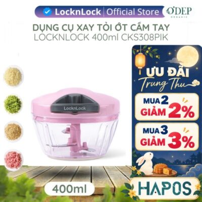 Dụng cụ băm rau củ quả LocknLock, xay hành tỏi ớt cầm tay mini không cần điện tiện lợi CKS308PIK -  HAPOS LSA