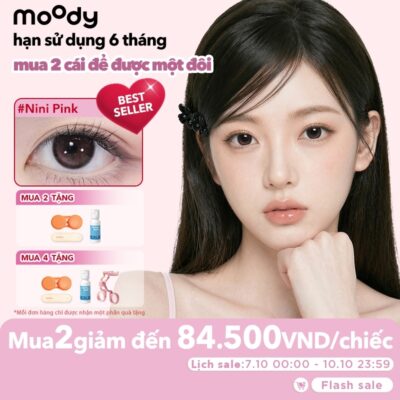 [lens moody 6 tháng - 01 chiếc] Kính áp tròng 6 tháng moody màu Bánh Gạo, có độ cận 0-7, độ giãn tròng  14.5mm