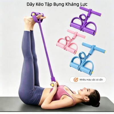 Dây Tập Bụng, Dây Kháng Lực 6 Ống Có Bàn Đạp Chân, Hỗ Trợ Siết Cơ Bụng, Cao Su Tập Bụng Tại Nhà
