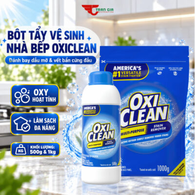 Bột Tẩy Vệ Sinh Nhà Bếp OxiClean – Làm Sạch Dầu Mỡ, Cặn Bẩn Lâu Ngày Trên Bếp, Xoong Nồi & Đồ Nhà Bếp