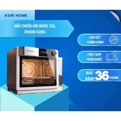 Nồi Chiên Không Dầu Kèm Hấp 2GOOD S200, Lòng nồi và phụ kiện INOX 304, Dung tích khoang lò 32L