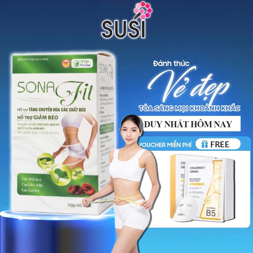 Giảm cân SONA FIT thảo mộc giảm cân diệt mỡ, viên giảm cân an toàn tiện lợi hộp 60 Viên Giảm cân SONA FIT thảo mộc giảm cân diệt mỡ, viên giảm cân an toàn tiện lợi hộp 60 Viên