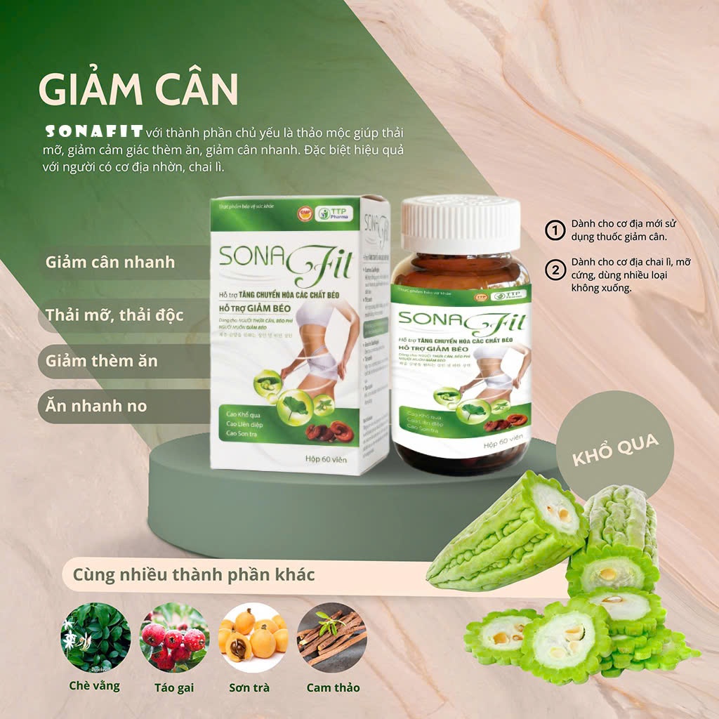 Giảm cân SONA FIT thảo mộc giảm cân diệt mỡ, viên giảm cân an toàn tiện lợi hộp 60 Viên Giảm cân SONA FIT thảo mộc giảm cân diệt mỡ, viên giảm cân an toàn tiện lợi hộp 60 Viên