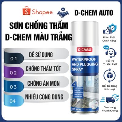Sơn Xịt Chống Thấm Dột D-Chem [Chính Hãng] Chuyên Dụng Waterproof Dùng Cho Góc Tường Chân Tường Mái Nhà Mái Tôn