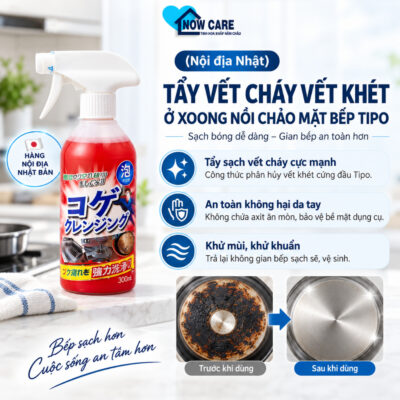 (Nội địa Nhật) Tẩy Vết Cháy Vết Khét Ở Xoong Nồi Chảo Mặt Bếp Tipo Sạch Bóng An Toàn