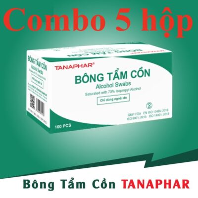 [COMBO 5 HỘP 1/2/3/4] Bông tẩm cồn tiệt trùng Tanaphar bông y tế (hộp 100 miếng) TÂN Á