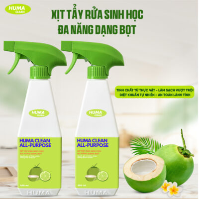 Chai Xịt Tẩy Rửa Sinh Học [ĐA NĂNG + NHÀ BẾP+ NHÀ TẮM] -  HUMA CEAN , Bộ sản phẩm dùng cho tất cả các vết bẩn