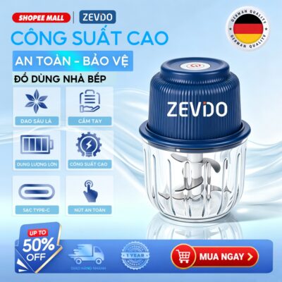 ZEVIDO Máy Xay Mini Cầm Tay Xay Thịt Xay Tỏi Ớt Máy Xay Đa Năng Cổng Sạc Type C Tiện Lợi Nhanh Chóng