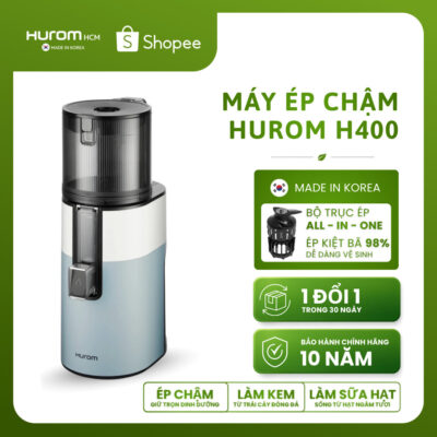 (TẶNG QUÀ) Máy Ép Chậm Hurom H400 Màu Trắng-Xanh Chính Hãng Hàn Quốc - Ép Trái Cây, Làm Kem, Làm Sữa Hạt, BH 10 Năm