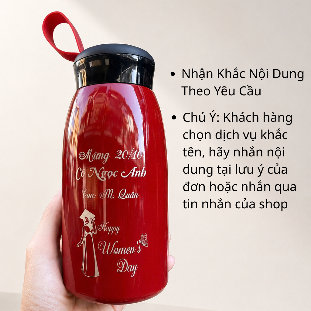 Bình giữ nhiệt Hello, giữ nóng lạnh 12 tiếng, khắc tên theo yêu cầu, inox 304, không mùi, có 3 màu Bình giữ nhiệt Hello, giữ nóng lạnh 12 tiếng, khắc tên theo yêu cầu, inox 304, không mùi, có 3 màu
