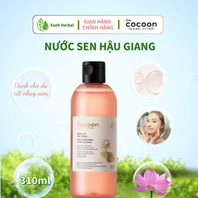 Toner Sen Hậu Giang Cocoon 310ml - Cấp Ẩm, Làm Dịu Da, Giúp Da Mềm Sáng Mịn - Xanh Herbal